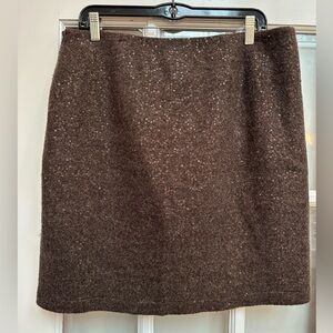 J. Jill Copper Elegant Wool Brown Sequin Adoring Minimalist Skirt Size 12 L